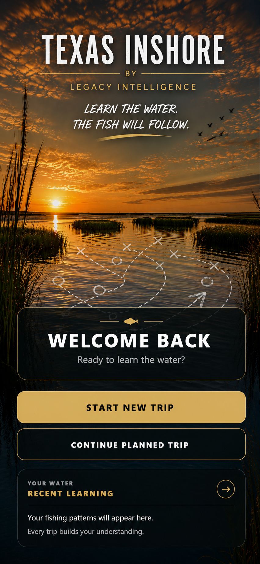 LEGACY Texas Inshore app home screen